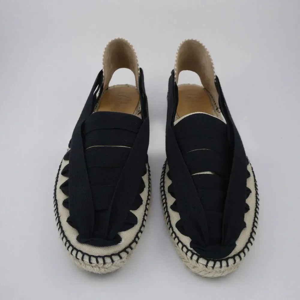 Castañer Norman Slip-On Espadrilles Men EU 44 US 10 Shoes Sandals Black/Beige